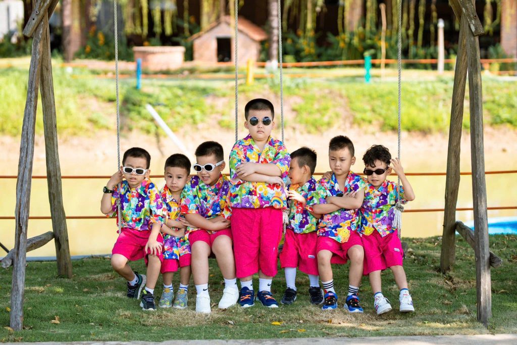 Buoi chup hinh ky yeu dang nho cua cac be tai Truong mam non Than Dong 2